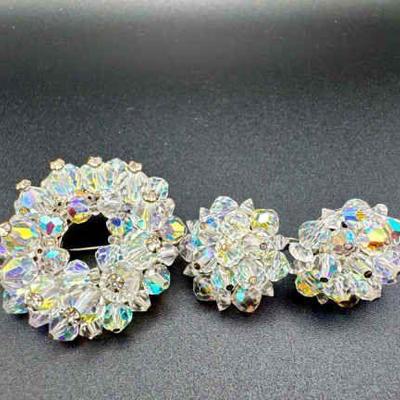 Shimmering Vintage Brooch & Clip On Earrings
