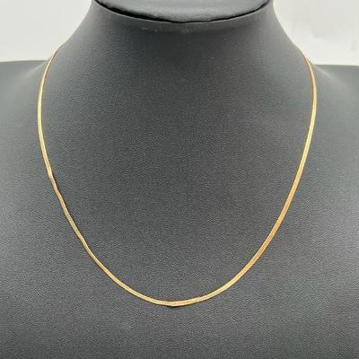 Classic 14K Gold Herringbone Necklace

