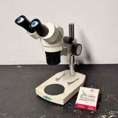 VanGaurd Microscope With Box Of Slides
