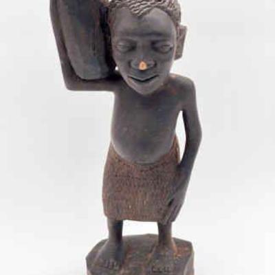 Signed African Wooden Sculpture
