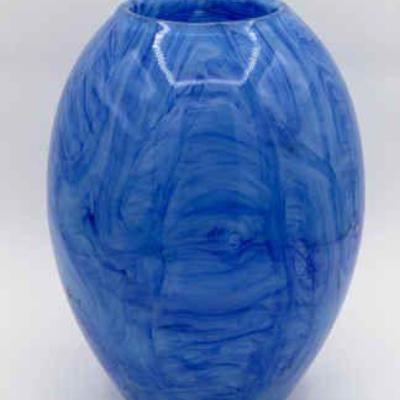 Heavy Blue Swirl Glass Vase
