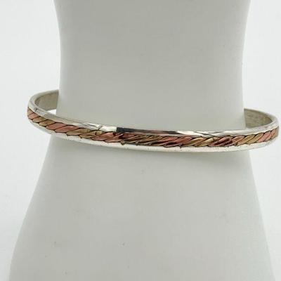 Signed Silver & Copper Tone Bracelet
