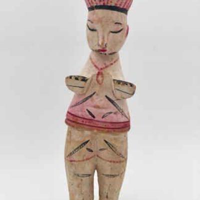 Vintage Nigerian Ibibio Fatting House Doll Wood Bride African Tribal Art
