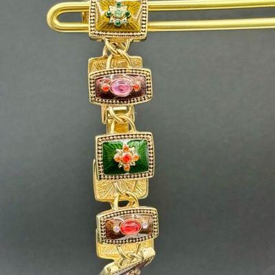 Vintage Jeweled Panel Bracelet
