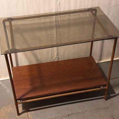 Hand Welded Copper Pipe Base Glass Table
