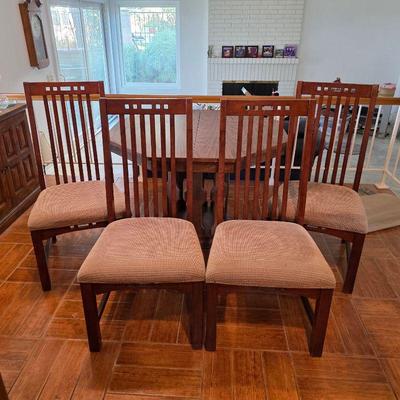Padded wooden dining room chairs