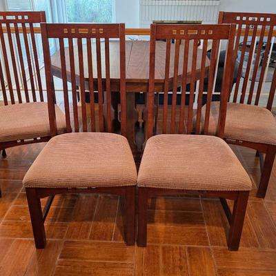 Padded wooden dining room chairs