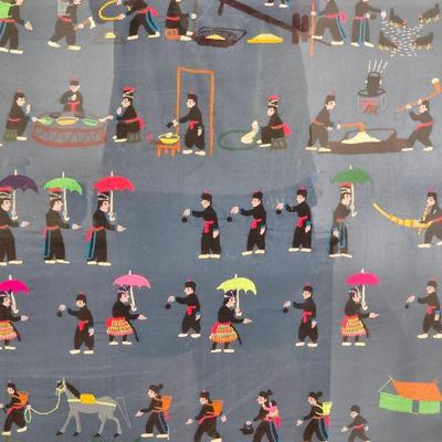 Hmong story cloth hand embroidered cultural art