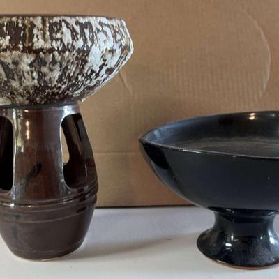 PPE273 Two Unique Ceramic/Pottery Vessels - Contrasting Styles & Glazes