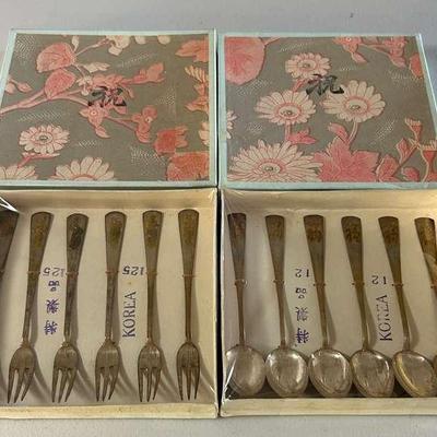 PPE357- Vintage Korean Silver plated Forks And Spoons 