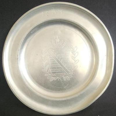 PPE035 - Collectible 1833 Coat of Arms Pewter? Plate