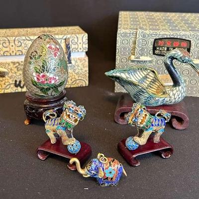 PPE310- Cloisonne And Enamel Animal Lot