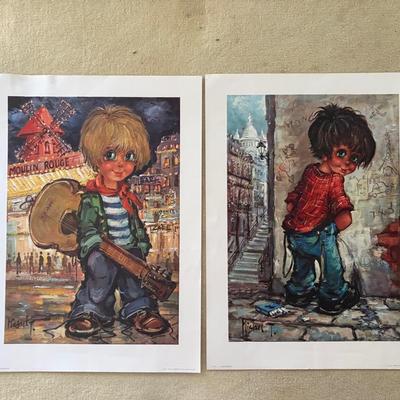 PPE290  Pair Vintage Big Eye Boy Posters