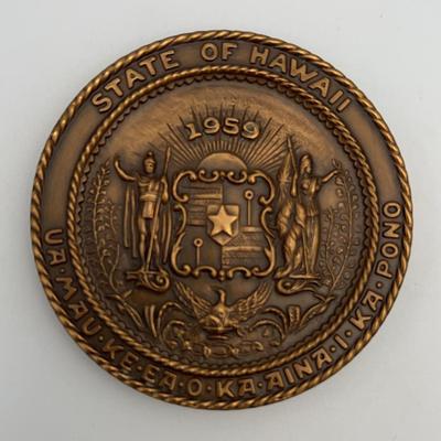 PPE409-Bronze State of Hawaii Statehood Medallion 