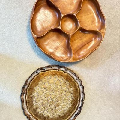 PPE147  ￼Vintage Monkey Pod Divided Serving Tray