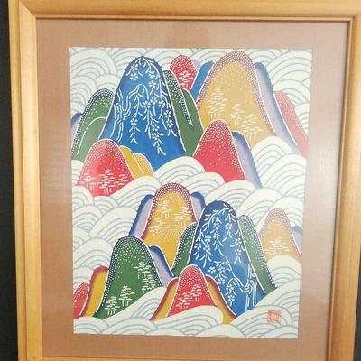 PPE104 - Traditional Framed Asian Bingata Art #1