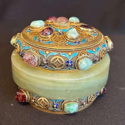 PPE313- Chinese Silver Enamel Pill Box 