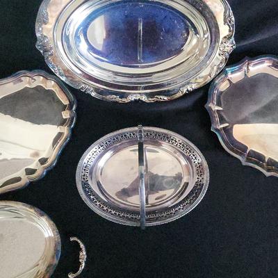PPE032 -Vintage Silver-Plate Serving Dishes 