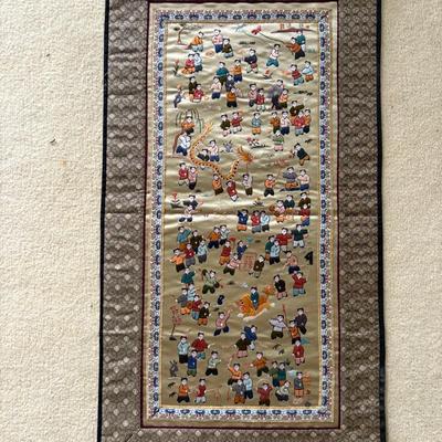 PPE317 Antique Chinese Silk Embroidery Panel 