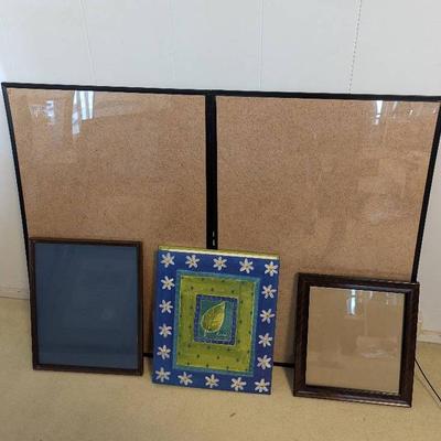 PPE134Vintage Cork Board, Picture Frame, and a Scrap Book
