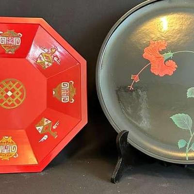 PPE299- Korean Lacquer Ware And Signed Goodbye Lacquer Ware Plate