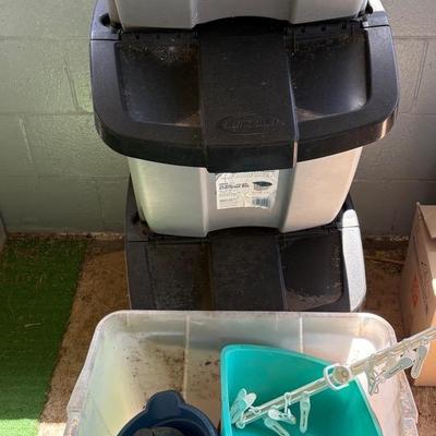 PPE338 Lot Three Stacking Bins and More