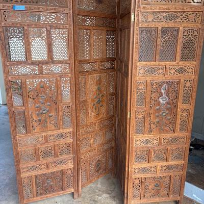 PPE341 Large Hand Carved Wood Room Divider