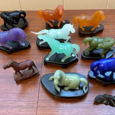 PPE275- Carved Stone Horses 