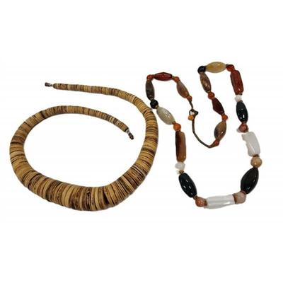 Coconut shell and stone necklaces