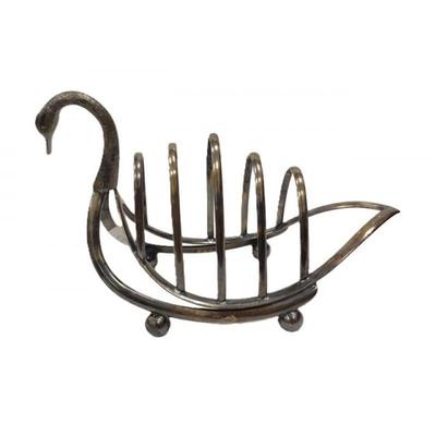 GEORGE BOWEN & SONS SILVER PLATED SWAN TOAST RACK