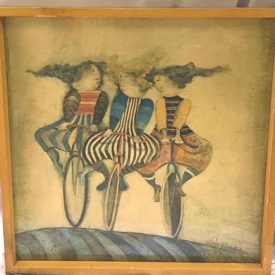 Print “Holiday on Wheels" by Bolivian artist Graciela Rodo Boulanger, created in 1976. 