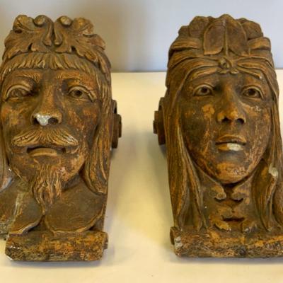 CARVED FIGURAL CORBELS