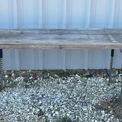 Long Solid Wood Table W/Metal Legs 