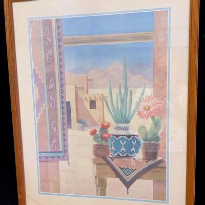 “Southwest Desert Cactus and Mountains” by Gloria Erikson