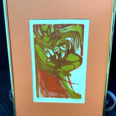 “Madonna” linocut print by Buel