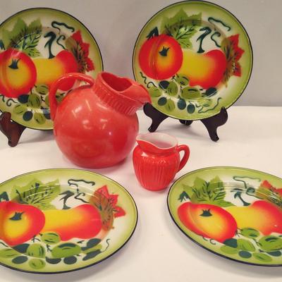 MCM Retro Flame Orange Pitchers & Enamelware 