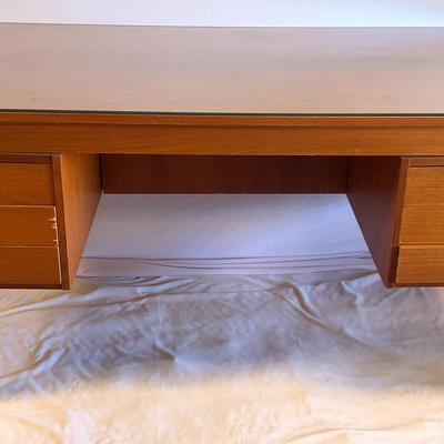 Danish Modern Teak Desk By Domino Møbler W/removable Glass Top