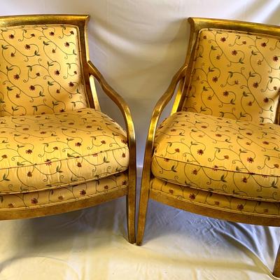Heirloom Wooden Framed Floral Pattern Upholstered Chairs 