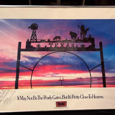 Texas Travel & Tourism Poster, signed by Ann Richards 