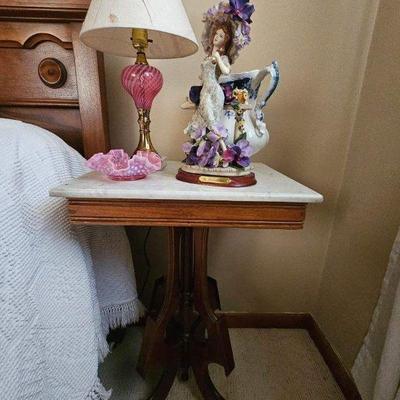 Marble-topped end table
