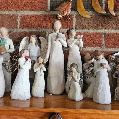 Wooden angel figurines set