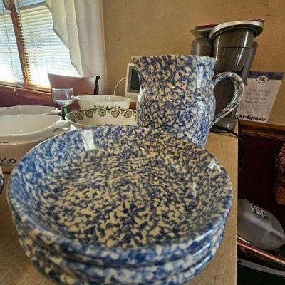 Blue speckled stoneware