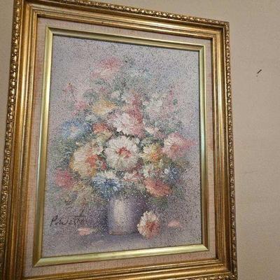 Framed flower painting