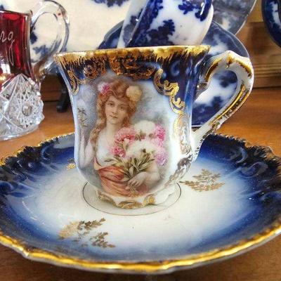 China teacup with Victorian lady
