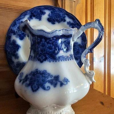 Flow Blue China creamer