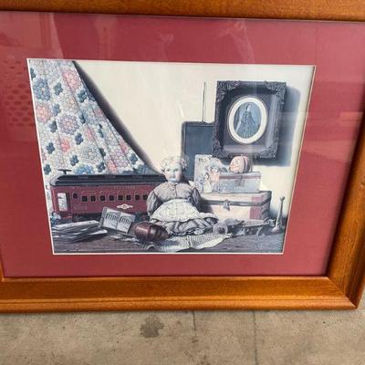 VINTAGE AMERICAN FOLK ART FRAMED AND MATTED PRINT.  INITIALS W N  20 BY 16

$75