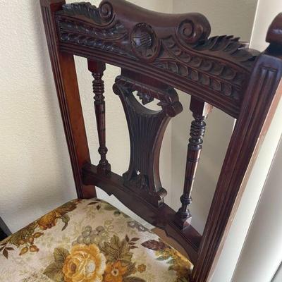 SKU B6 2 CARVED WOOD CHAIRS FROM 1800'S
39 H BY 16 W BY 16 D

$125