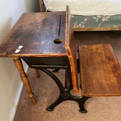 SKU B19  SCHOOL DESK FROM THE 1940'S.  26 INCHES L BY 22 INCHES W AND 30 INCHES D
$200