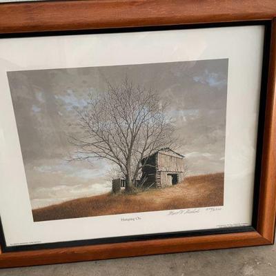 WARD NICHOLS FRAMED AND SIGNED LITHOGRAPH "HANGING ON"  634/2500
17 BY 14
$75
