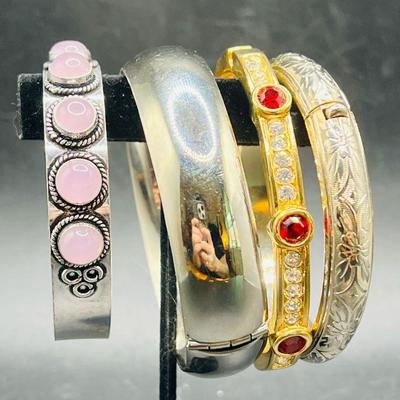 (4) Costume Jewelry Bracelets — Bangles & Cuff
